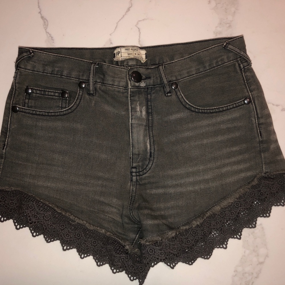 Free People Charcoal Denim Shorts